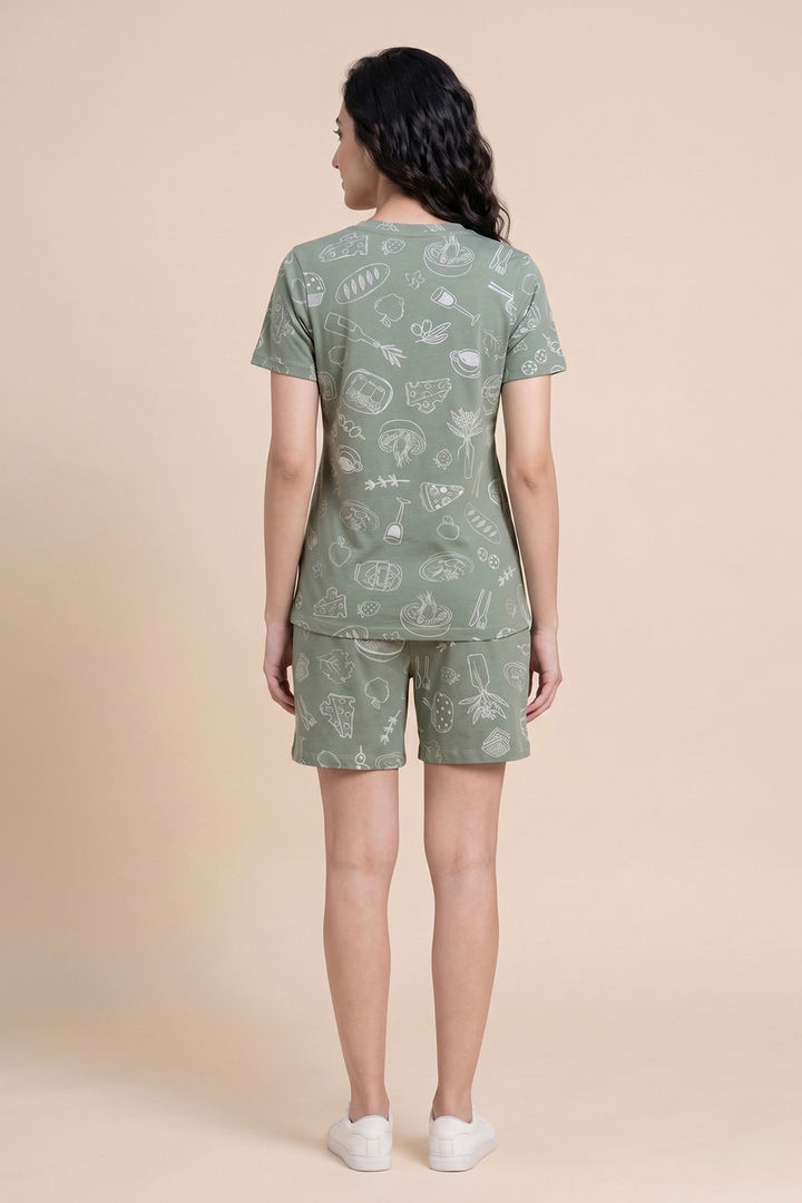 Zivame Knit Cotton Short Set - Iceberg Green — image 2